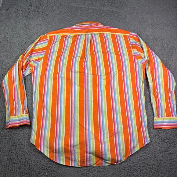 Ralph Lauren Shirt Mens 17-XL Rainbow Multicolor Vertical Striped Poplin Classic - Picture 4 of 8
